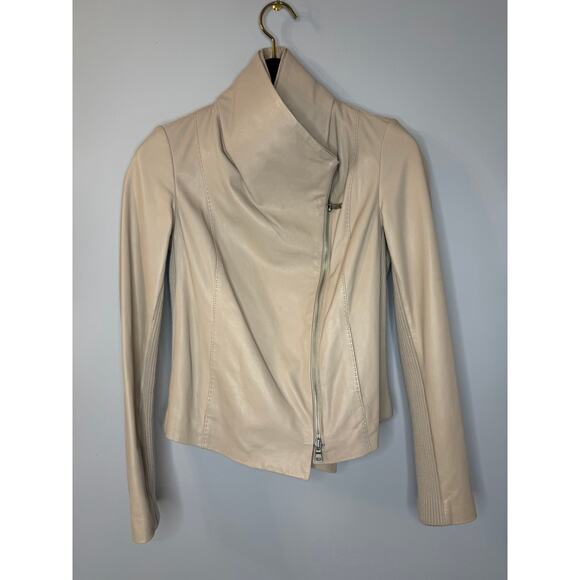 Vince Y2K Women's Lambskin Leather Moto Jacket Cream Women's XS Gilmore girls - Picture 5 of 12